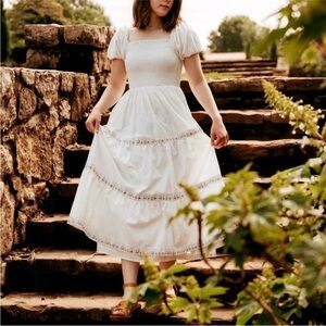 NWT Rachel Zoe Tiered Floral White Maxi Dress